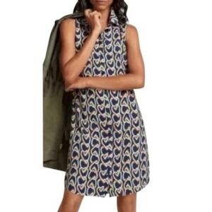 CAbi Heart Chain Armour Sleeveless Shirt Dress Navy - Sz Large